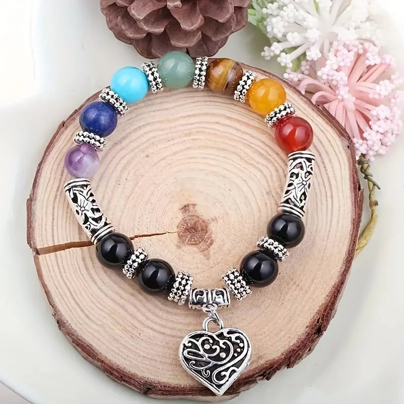 7 Chakra Natural Stone Bracelet for Yoga and Meditation - Relaxation and Anxiety Relief