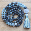 Labradorite Natural Stone Necklace with Tassel - 108 Mala Beads