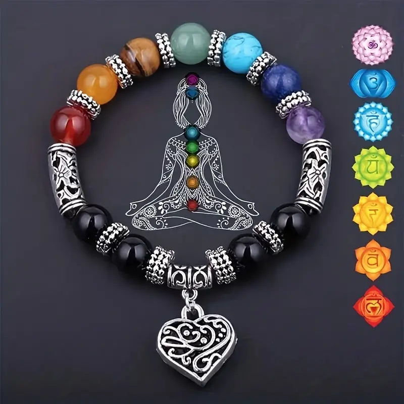 7 Chakra Natural Stone Bracelet for Yoga and Meditation - Relaxation and Anxiety Relief