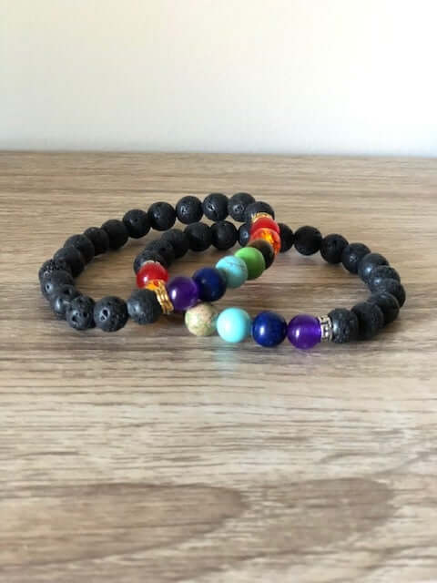 7 Chakra Bracelet and Aromatherapy Diffuser in One (Set of 2)