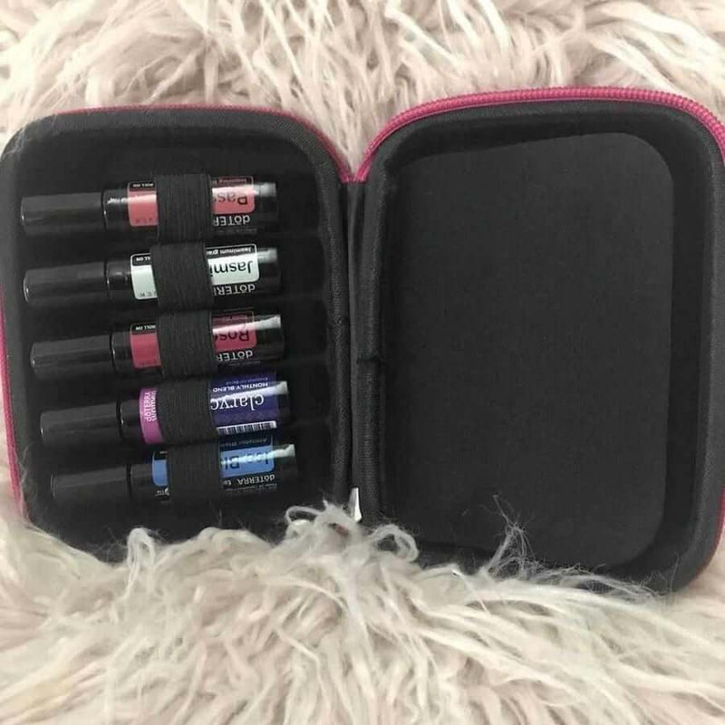 Open Essential Oil 10ml Roll-On Carry Case with Six doterra Roll-On Bottles Shown