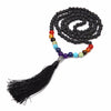 Boho Style Tassel  Necklace - 7 Chakra Stone Beads and Silver Budda head