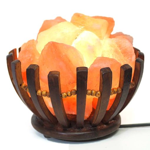 Himalayan Salt Lamp - Chunk Bowl Wooden Basket (12V/12W)