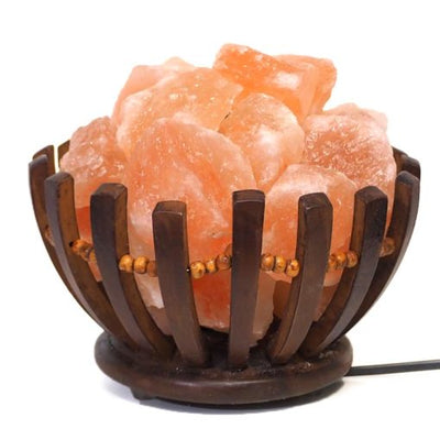 Himalayan Salt Lamp - Chunk Bowl Wooden Basket (12V/12W)